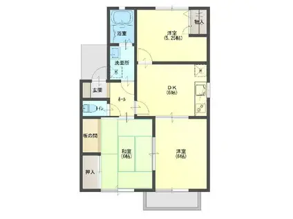 ブランドール21 A棟(3DK/1階)の間取り写真