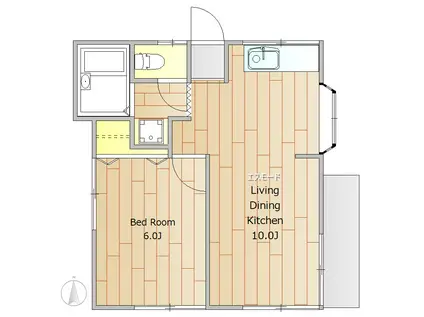 第2サンハイツ(1LDK/1階)の間取り写真