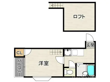 シャローム室見(1K/2階)の間取り写真