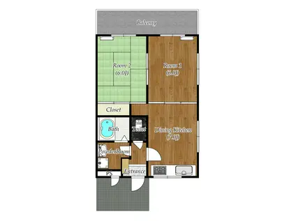 イーストハイツ(2DK/4階)の間取り写真