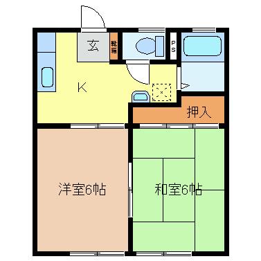 サンハイツTOYA(2DK/1階)の間取り写真