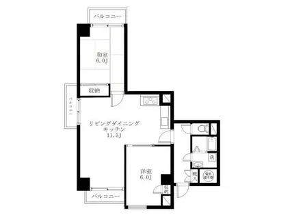 ライオンズマンション東品川(2LDK/6階)の間取り写真