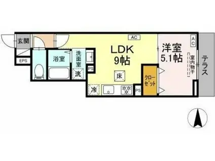 セレスティア上鷺宮(1LDK/1階)の間取り写真