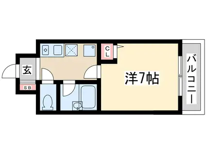 リセスコート1(1K/3階)の間取り写真