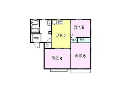 ヴァン・ヴェールII(3DK/2階)の間取り写真