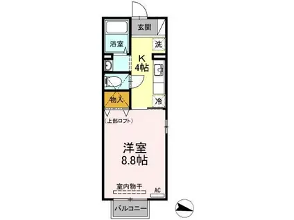 FLATSHIIRAGI(1K/2階)の間取り写真