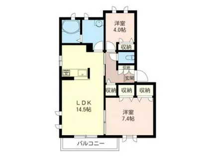 クローバーテラスB(2LDK/2階)の間取り写真