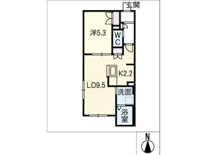 UN ESPOIR(1LDK/1階)の間取り写真