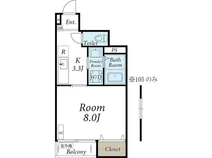 クレストIV(1K/1階)の間取り写真