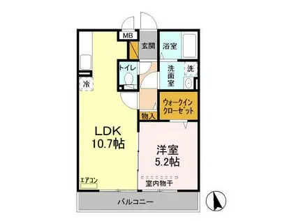 ピュア・エスプレッソ(1LDK/3階)の間取り写真