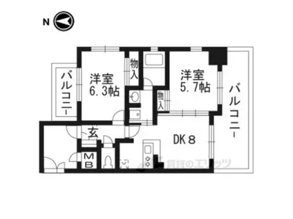 エステムプラザ京都御所ノ内REGIA51(2DK/5階)の間取り写真
