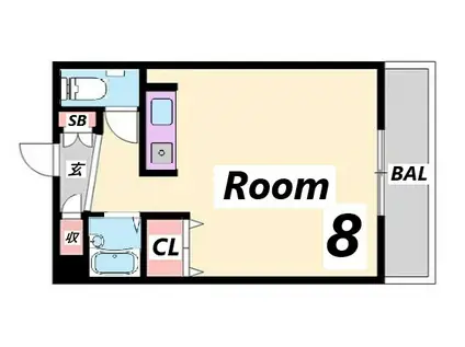 パールメゾン新在家(ワンルーム/1階)の間取り写真