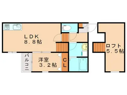 ポラリス福間(1LDK/2階)の間取り写真