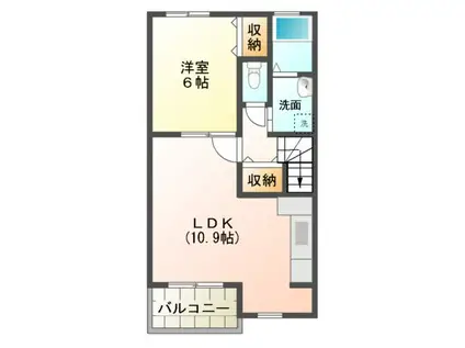 サンメゾン(1LDK/2階)の間取り写真