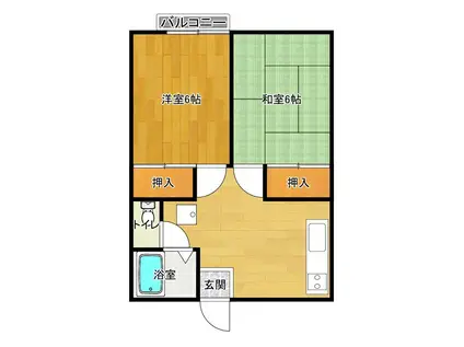 花咲ハイツ(2DK/3階)の間取り写真