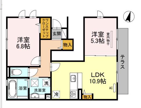 PALACIO大野台(2LDK/1階)の間取り写真