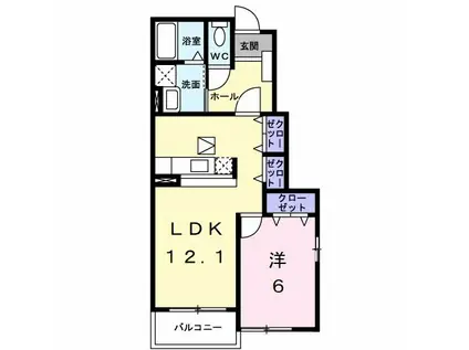 エスペランサI(1LDK/1階)の間取り写真