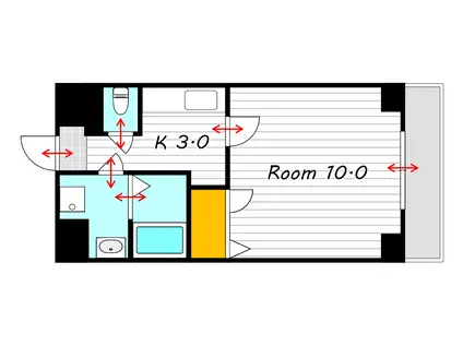 サンレック桑田町(1K/4階)の間取り写真
