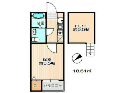 キャッスルワン(1K/2階)の間取り写真