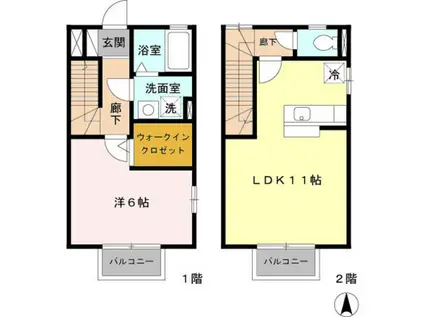 ジュネックスB(1LDK/1階)の間取り写真