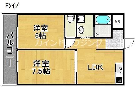 第一盛運マンション(2LDK/3階)の間取り写真