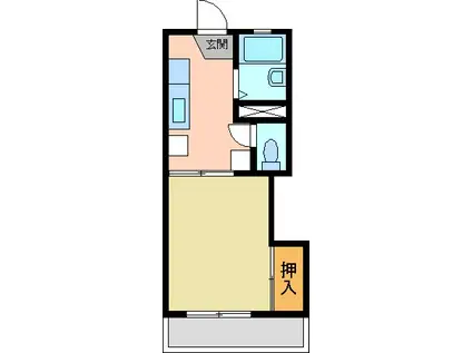 ミディハイツ(1K/2階)の間取り写真