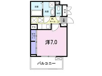 コンフォール(1K/1階)の間取り写真