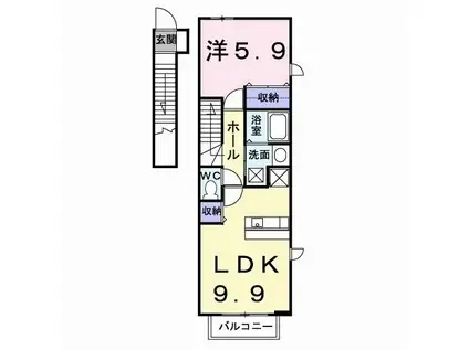 フランブリッサB(1LDK/2階)の間取り写真