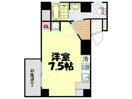 セレブコート日本橋(ワンルーム/6階)の間取り写真