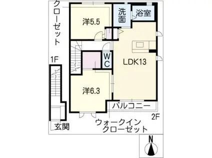 MASTTOWN平井A棟(2LDK/2階)の間取り写真
