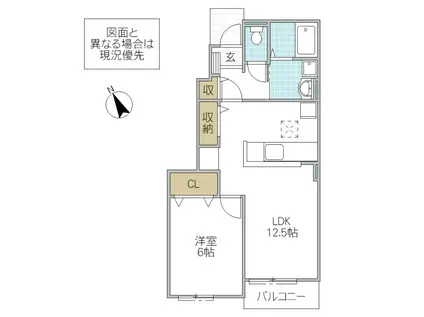 ヴィータ・フェリーチェ(1LDK/1階)の間取り写真