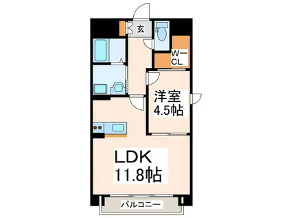 O-HEドリュー熊本駅前(1LDK/7階)の間取り写真