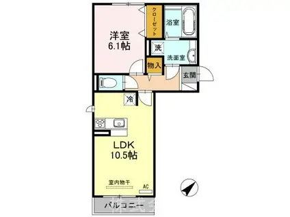 ティーガーデン レジデンス(1LDK/2階)の間取り写真