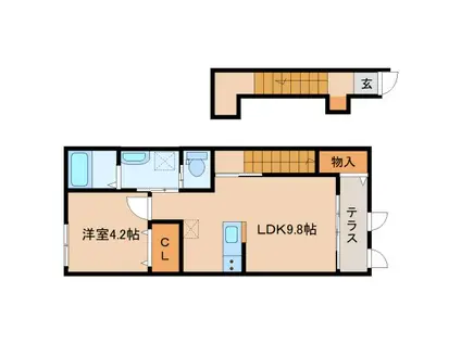 南紀寺アパート(1LDK/2階)の間取り写真