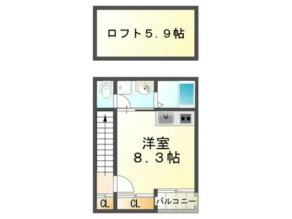 あんしん白川台(ワンルーム/2階)の間取り写真