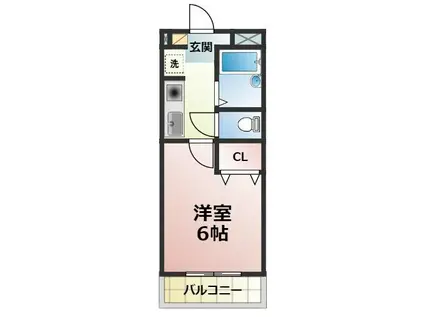 エクセル貴多川第6(1K/3階)の間取り写真