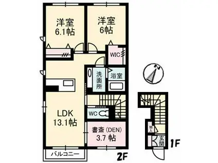 フルール C棟(2SLDK/2階)の間取り写真