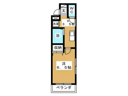 グリーンハイツヒラノ(1K/1階)の間取り写真