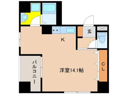 フェリス本町通(ワンルーム/4階)の間取り写真