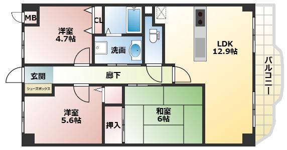 グランエスポワール(3LDK/3階)の間取り写真
