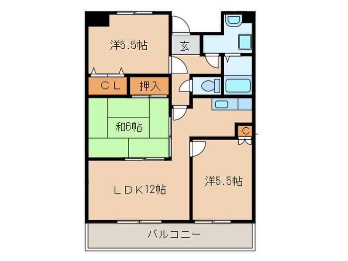 スリーエイト北町(3LDK/1階)の間取り写真