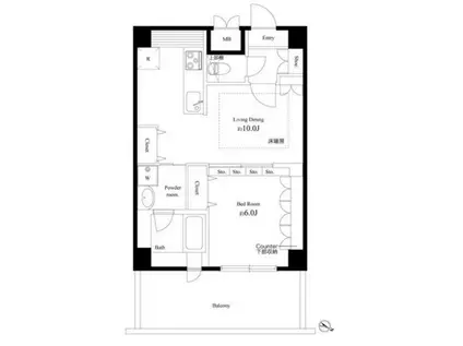 八潮パークスクエア(1LDK/4階)の間取り写真