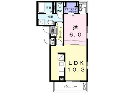 アイランドヒルズ(1LDK/2階)の間取り写真