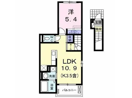 ベルサニーK(1LDK/2階)の間取り写真
