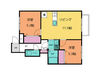 ブリオ泉(2LDK/1階)の間取り写真