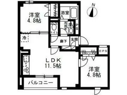 スカイハイツIII(1LDK/1階)の間取り写真