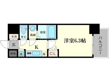 サンリットASAHI(ワンルーム/2階)の間取り写真