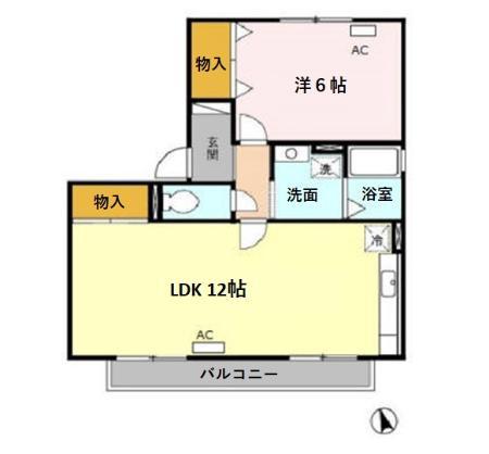アルファヴィレッジえじま A(1LDK/2階)の間取り写真
