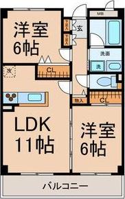 レジデンス渡辺(2LDK/2階)の間取り写真