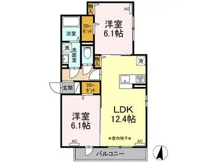 シャトン湘南藤沢(2LDK/2階)の間取り写真